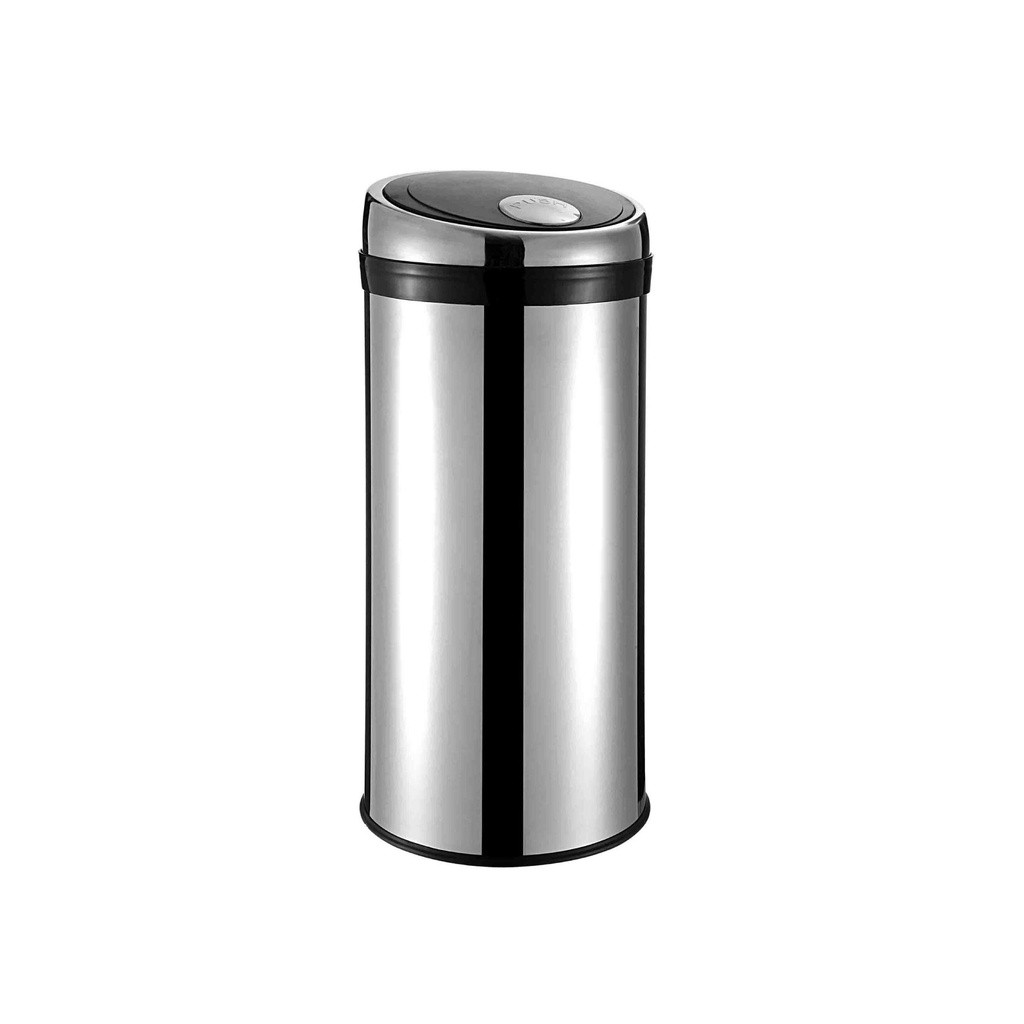 Lixeira aço inox prata com botão 50 litros Ciclop Healer
