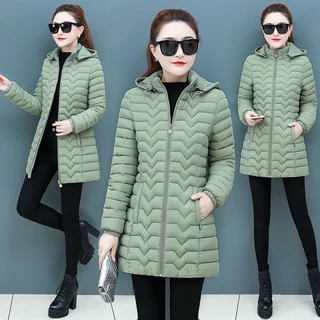 Moda Feminina Meia Idade Mãe Slim Jaqueta De Algodão Com Capuz em Promoção na Shopee Moda Feminina Meia Idade Mãe Slim Jaqueta De Algodão Com Capuz
