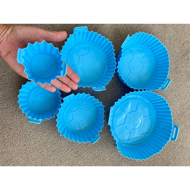 Kit 6 Formas Airfryer Tamanhos Variados Silicone Antiaderente Microondas Lavável com Alça