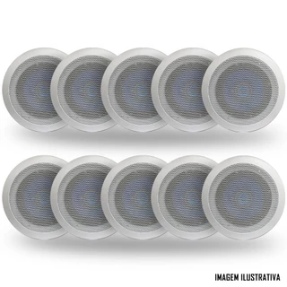 Kit 10 Arandelas Redonda Teto Com Alto Falante Hurricane TRIAK 6 6" Polegadas Som Ambiente Gesso em Oferta na Shopee