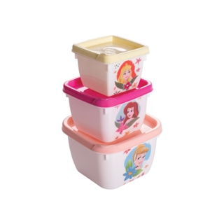 Conjunto de Potes de Plástico Quadrados Princesas Conect 3 u