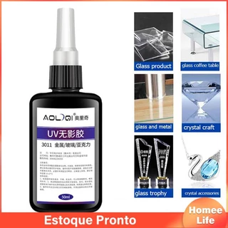 50ml Cola UV Sem Sombra Adesivo Transparente Para Acrílica De Cristal De Vidro De Irradiação Cura Rápida De Líquida Curada