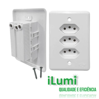 Tomada Tripla Branca 10a 250v Monobloco Stylus Ilumi
