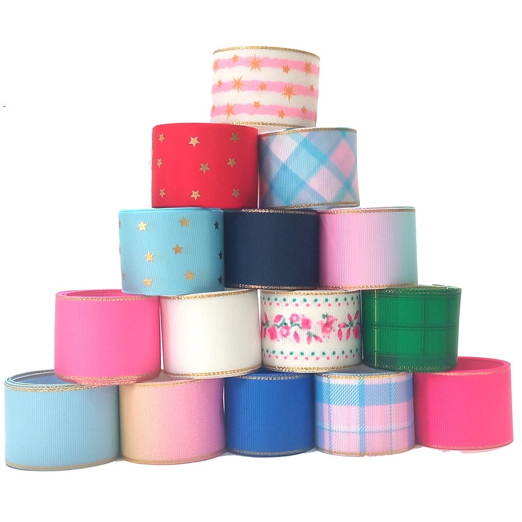 Kit de Fita de Gorgorão HotStamping 38mm x 10m Mix de Cores e Estampas