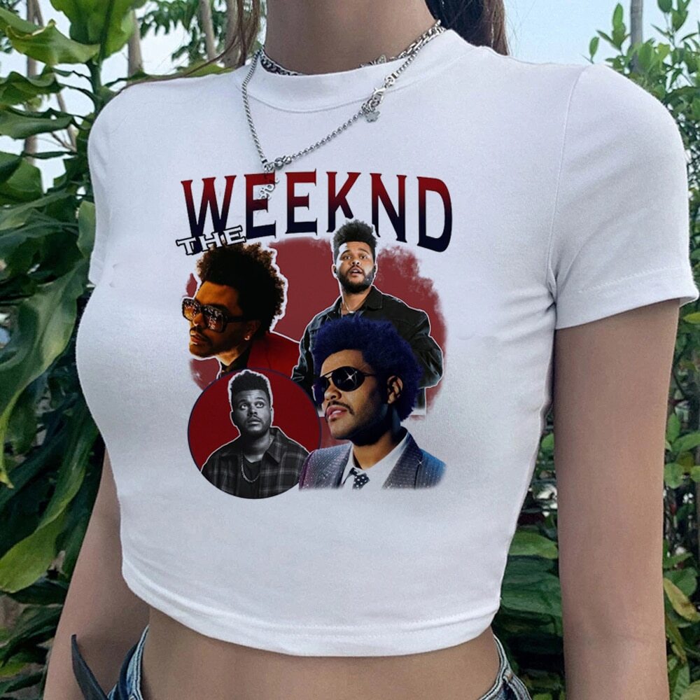 A Weeknd cyber y2k Gótico Gráfico Menina De Topo De Cultura 2000s Moda  Coreana yk2 Kawaii Camiseta