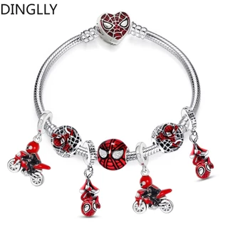 DINGLLY Spiderman Beads Pulseira De Charme Homem De Ferro Para Mulheres