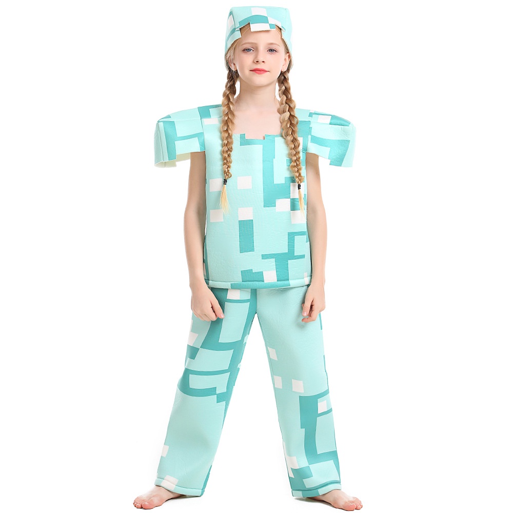 Jogo De Minecraft De Roupas Infantis Blue White Halloween Fantasia Meu Mundo Cosplay Performance Costume