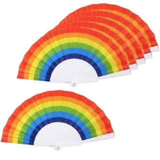 Leque Colorido Arco-íris Para Festa Dança Carnaval Decoração P em Oferta na Shopee