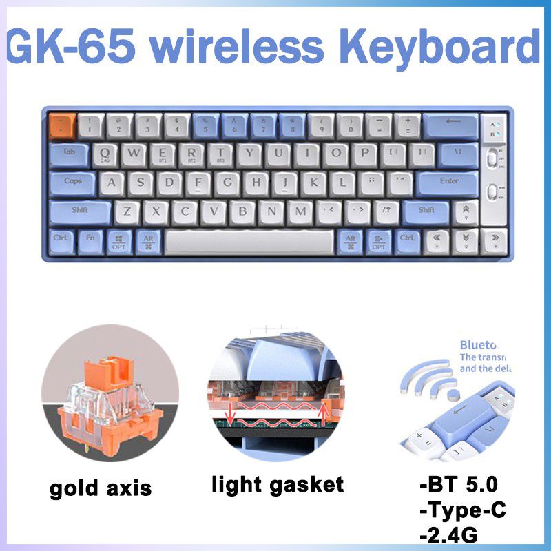 [SOH] Langtu Gk65 3 Gaming Teclado Mecânico Sem Fio Bluetooth 2.4g-modo Mini Keyborasd Para Win/ios Pc Computador