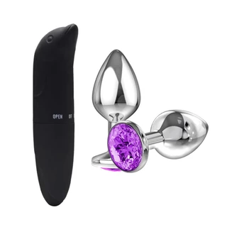 Kit Plug Anal Joia Aco Anus + Vibrador Golfinho Ponto G