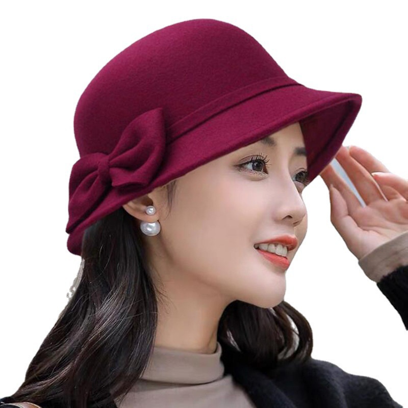 Chapéu De Inverno Outono Lady Vintage Britânico Pescador Lady's Fashion Woolen Tweed Felt