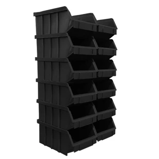 Kit Com 12 Gaveteiros de Plástico Organizador Bin Nº 3 - Preto