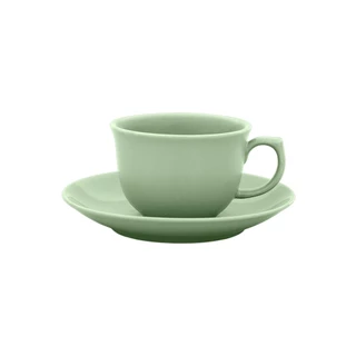 Xícara de Chá com Pires 240ml Flamingo Jade Oxford Porcelanas Verde Mente