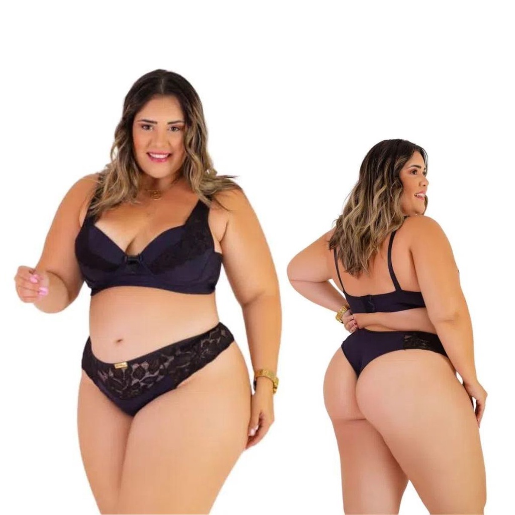 Kit 2 Conjunto Lingerie Plus Size Sensual Alças Reforçadas