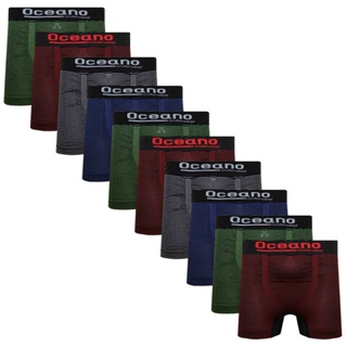 Kit com 10 Cuecas Boxer Sem Costura Ocean Sports