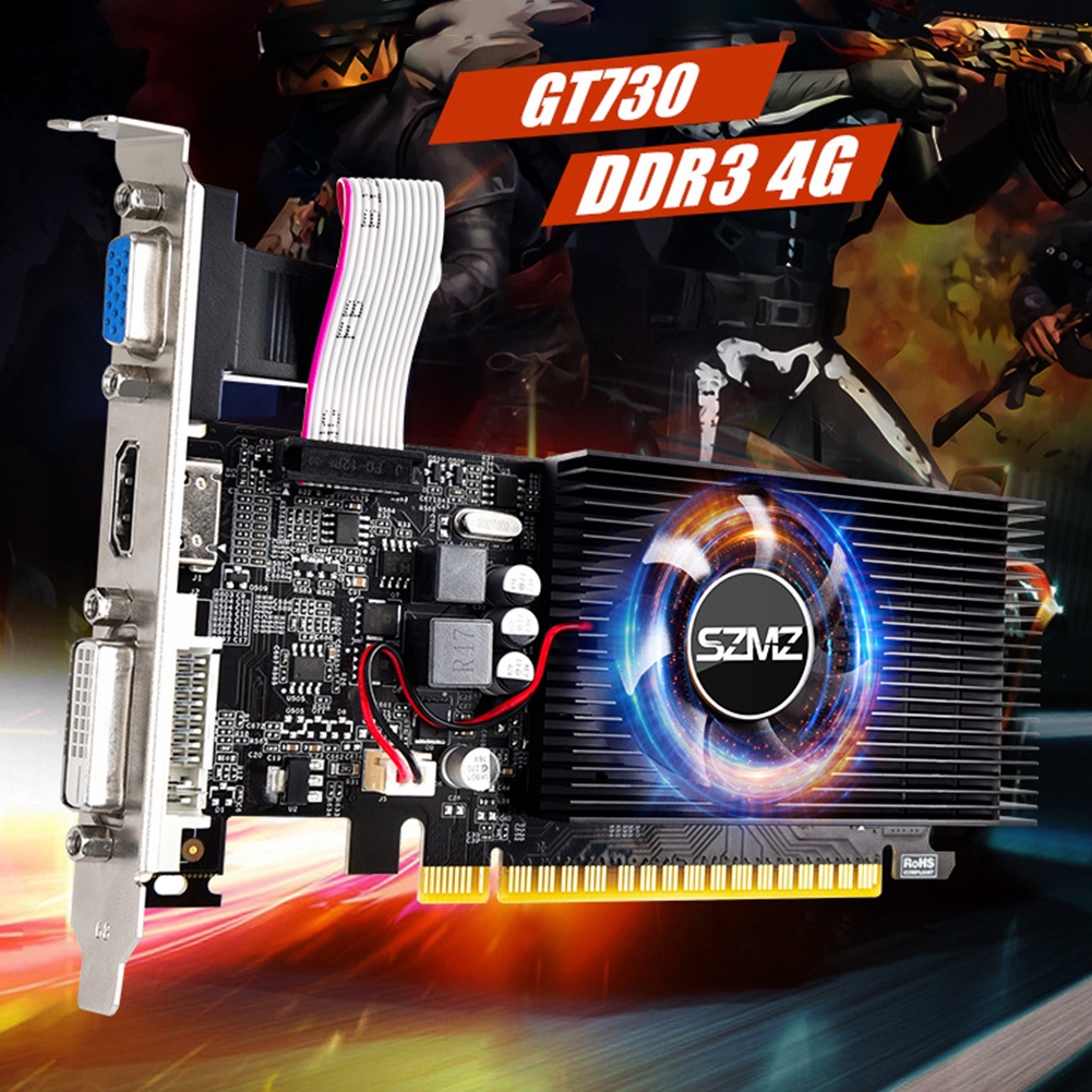 GT730 Placa Gráfica De 4GB DDR3 128Bit Com Jogos Ventilador De Resfriamento Para PC