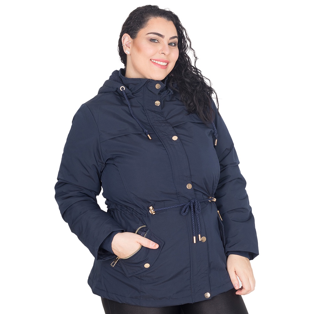 Jaqueta Parka Feminina Nylon Plus Size Peluciada Capuz | Shopee Brasil