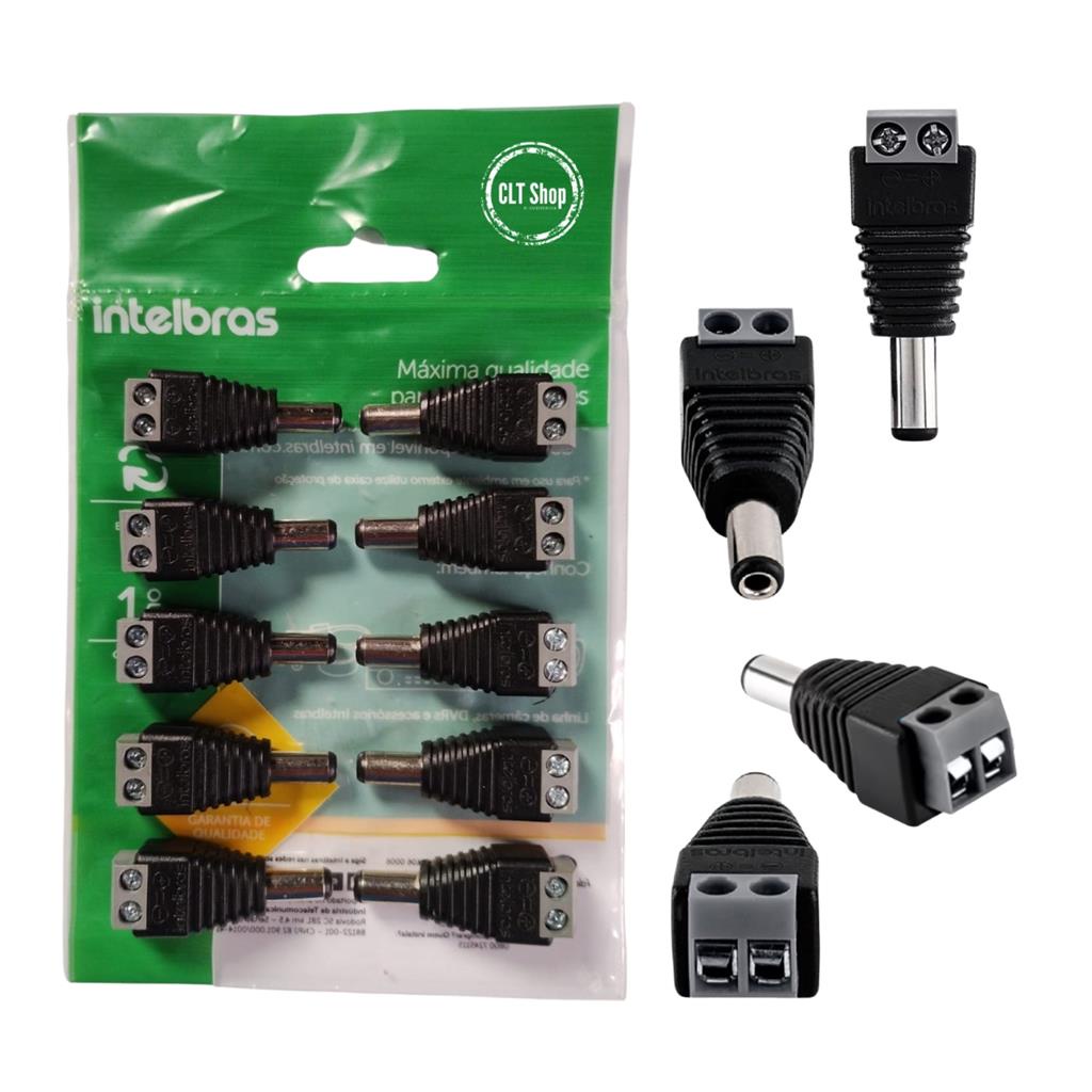 Pct 10 Conector P4 Macho CONEX 1000 P4 Macho CFTV Intelbras | Shopee Brasil