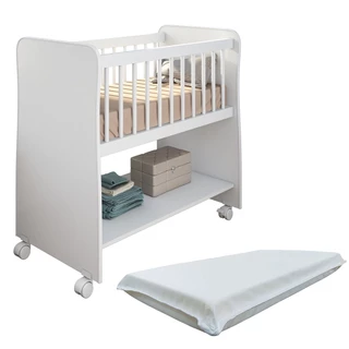 Mini Berço Moises Com Colchão Lateral Rubi de Bebe Branco