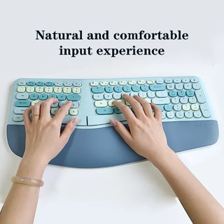 Mofii Ergonomic Wireless Keyboard Mouse 2.4G Teclado E Combo Palmeira Descanso Tamanho Completo Para Computador Portátil PC