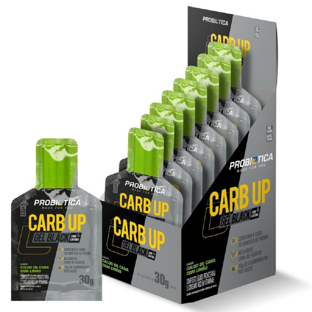 Carb Up Gel Black Display c/10 sachês de 30g – Probiótica
