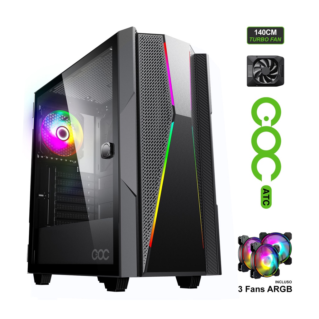 Gabinete Gamer Preto Argb 3-fans Gamemax Typhoon