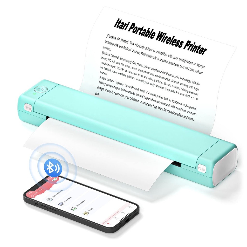 ✨ sale Impressora Térmica M08F A4 (Não Precisa De Tinta) De Papel Bluetooth Portátil Sem Fio Inkless Para Uso Doméstico Móvel Escritório De Viagem