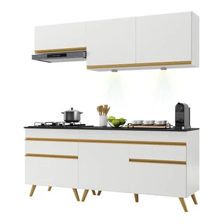 Cozinha Compacta 4 peças com Leds MP2030 Veneza Up Multimóveis Branca
