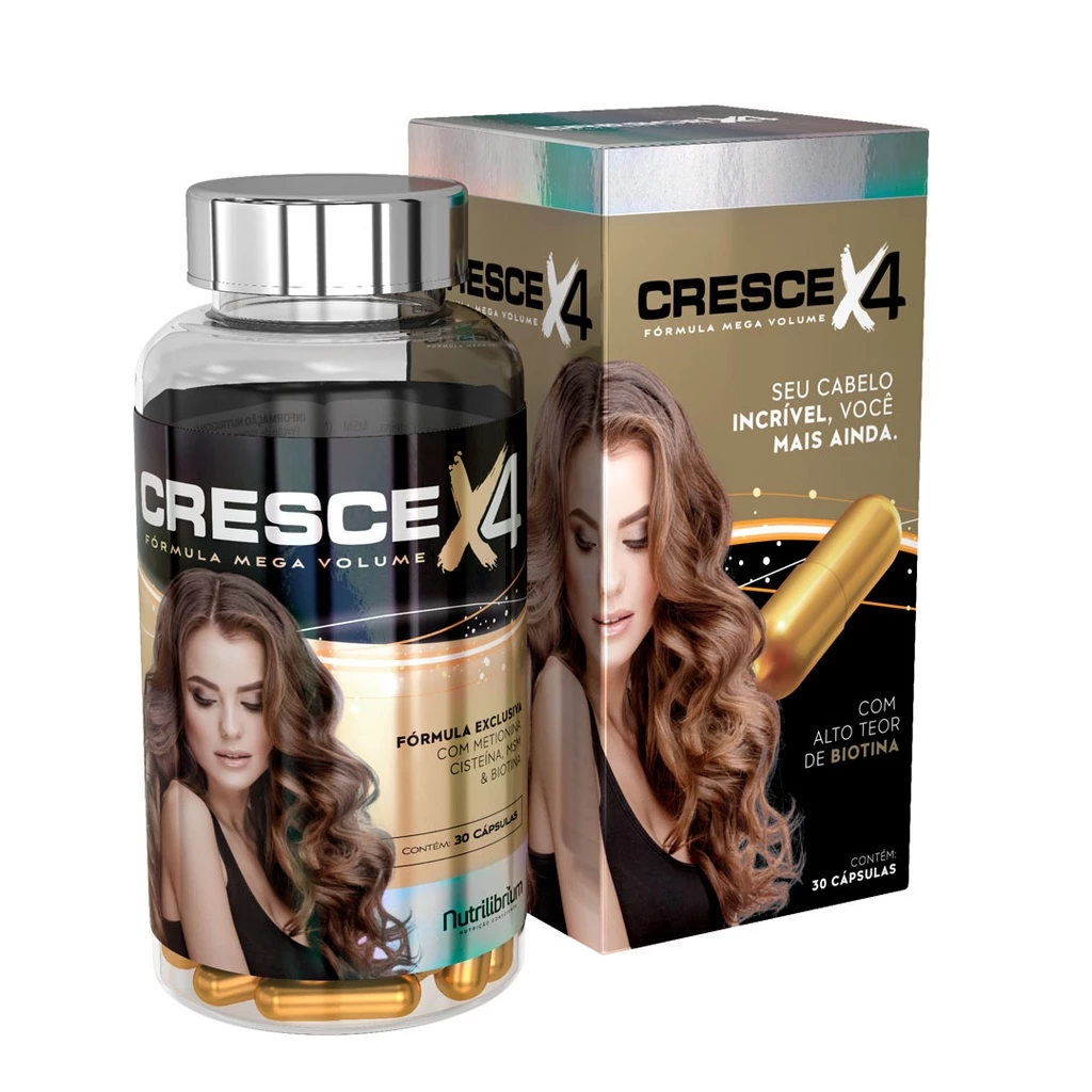 Biotina Metionina Cisteína Cabelo Mais Volume Mais Brilho Cresce X4 30 Cápsulas Nutrilibrium
