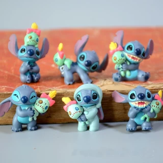 6PCS/SET Lilo Stitch Scrump Mini PVC Ação Figuras De Bonecas De Brinquedos Topper 2,5cm