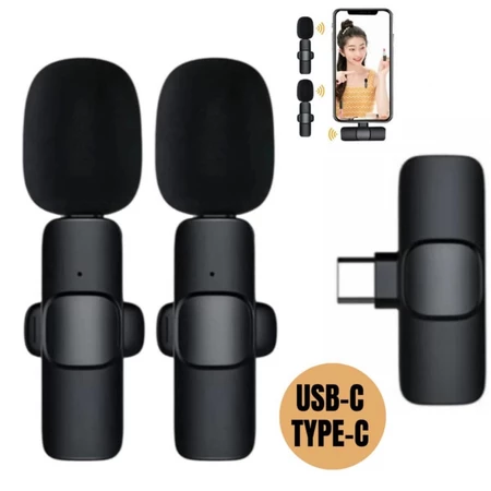 Eletronic Shop 1 in 1，2 in 1 Microfone Lapela Sem Fio Iphone Tipo C Profissional
