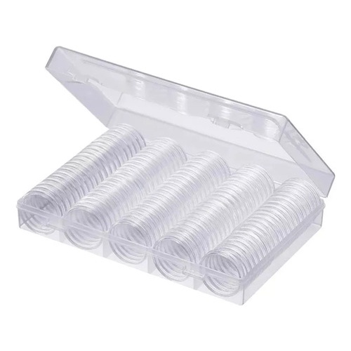 100 Cápsulas De 27mm Para Moeda De 1 Real + Estojo