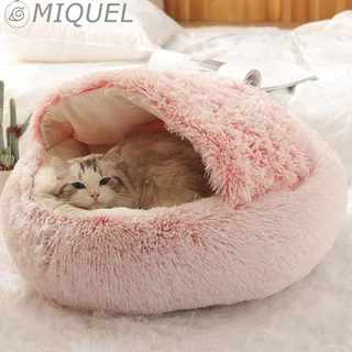 MIQUEL Cama De Gato Para Filhote De Cachorro De Pelúcia Longa Esteira Macia Caverna Saco De Dormir Canil Pet Winter Supplies Dog Bed