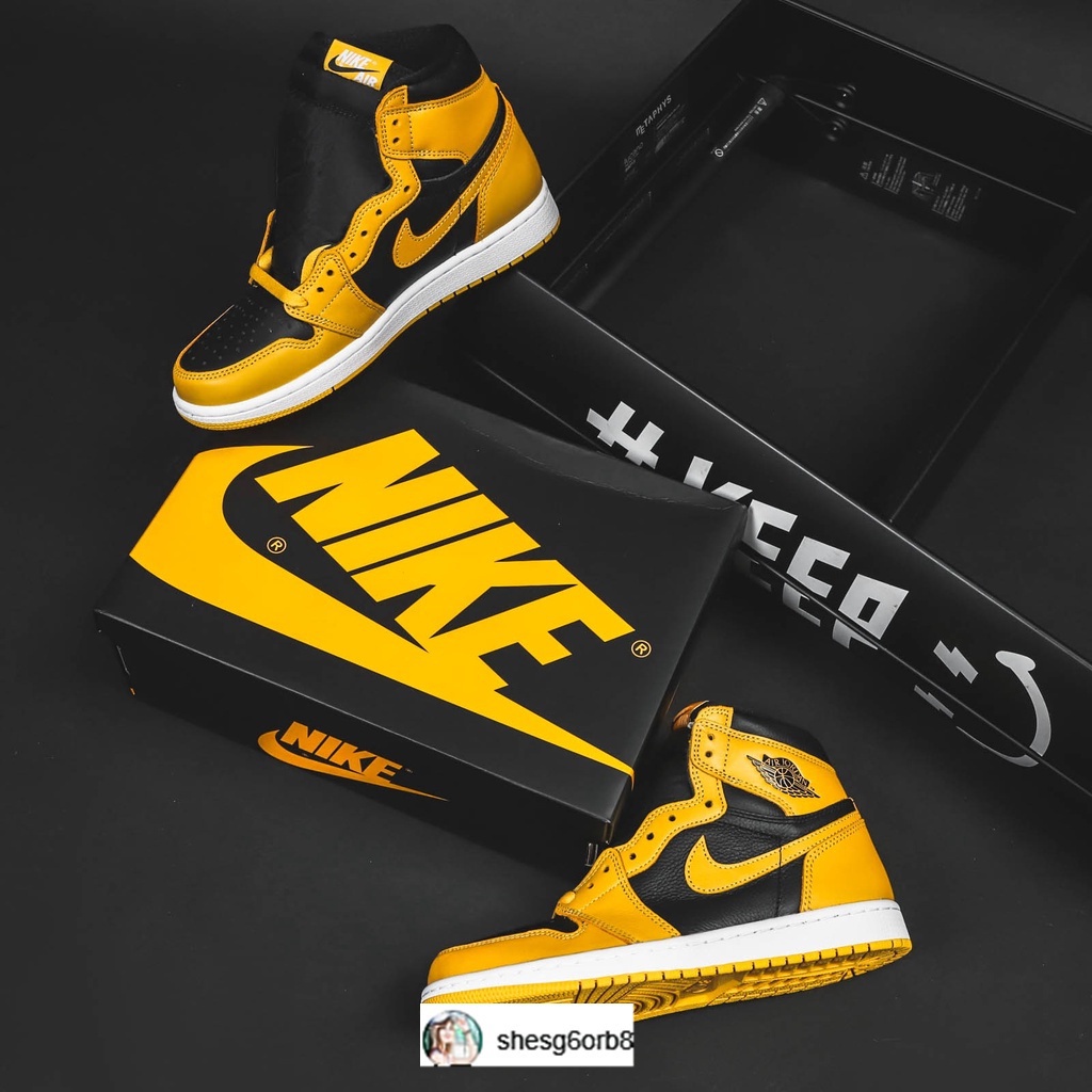 NK AIR JORDAN 1 Alto Pólen E AJ1 Wudang Amarelo Preto 555088-701 .