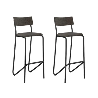 Conjunto 2 Banquetas Tubo Preto Tecido Chumbo Carraro