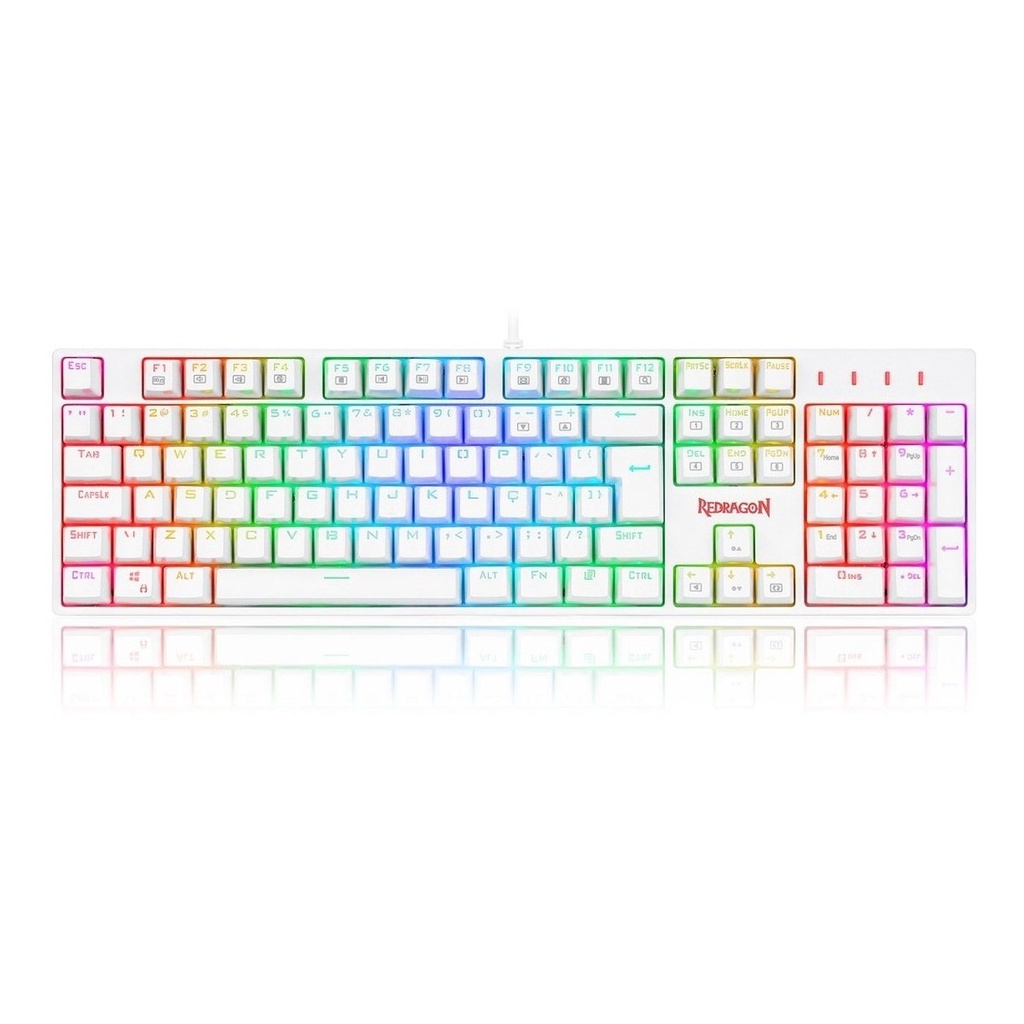 Teclado Gamer Redragon Brancoala RGB, ABNT2, Verde - B502RGB (PT