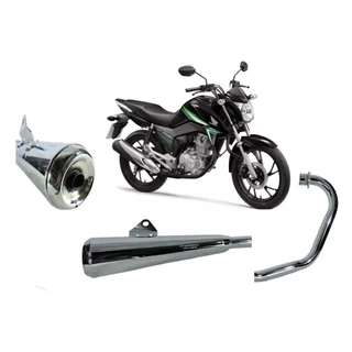 Escapamento Escape Mini Fortuna 2 em 1 Estralador Cg Titan Fan Start 160 De 2015 Ate 2023