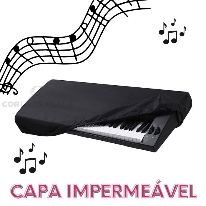 CAPA PARA COBRIR TECLADO MUSICAL 5/8 - PRETO BORDAS PRETA | Shopee Brasil