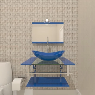 Gabinete de Vidro Banheiro 60cm Inox Azul