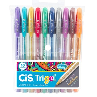 Canetas Trigel Metálica 1.0mm Cis - Estojo Com 10 Cores