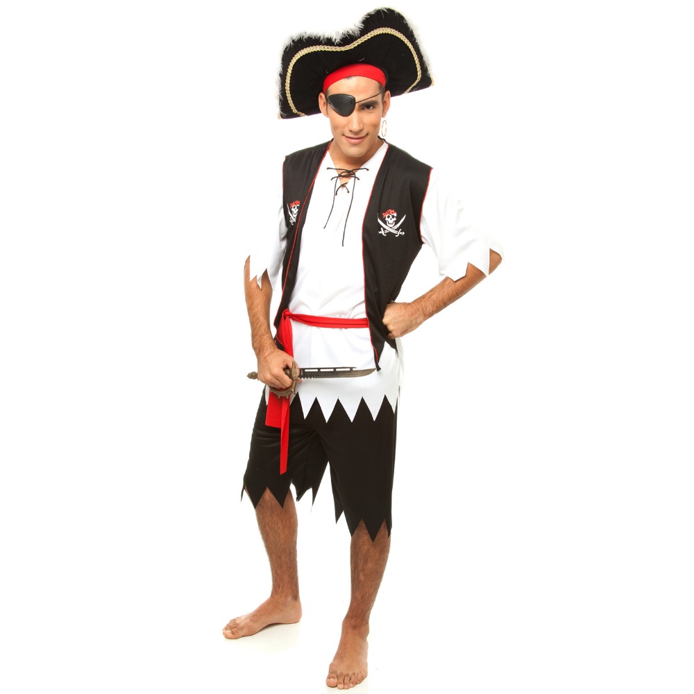 Fantasia de pirata masculina - Adult Captain Cutthroat Pirate Costume