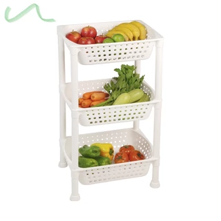 Cesto Organizador Fruteira De Chão Empilhável 3 Bandejas Branco Ordene