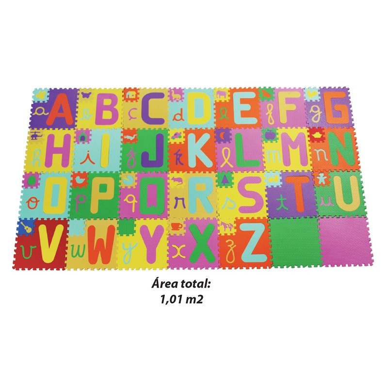 Tapete Infantil LIVEBOX Redondo - Educativo ABC Arco-Íris, Lavável E Antiderrapante, 101cm