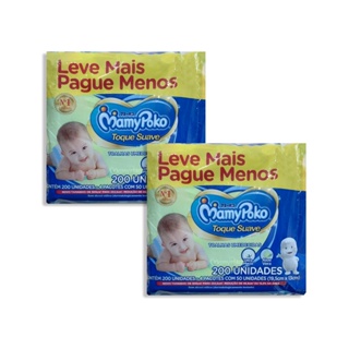 Kit 02 Toalhas Umedecidas MamyPoko Toque Suave - 400 Unidades