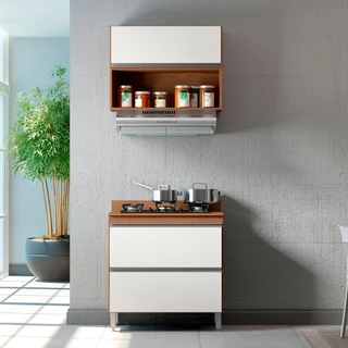 Armário de Cozinha para Cooktop Modulada3 Pçs MDP Branco Sabrina MENU
