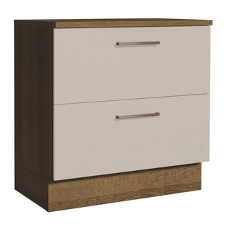 Balcão Armário de Cozinha 80 cm 2 Gavetas Rustic/Crema Agata Madesa em Oferta na Shopee