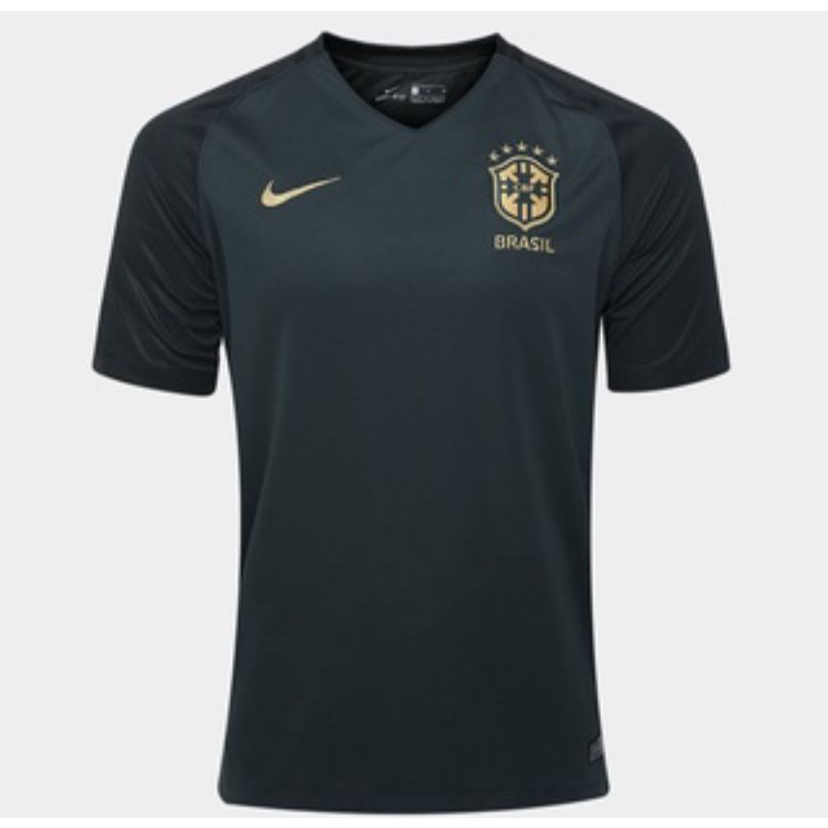 Camisa Camiseta do Time do Brasil Preta e Dourado 2022 ENVIO