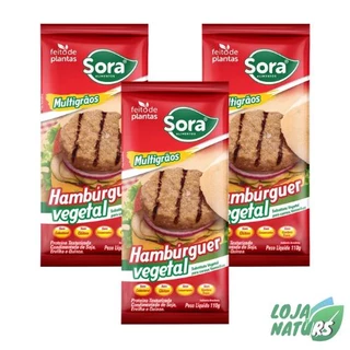 KIT Carne de Hambúrguer Vegetal Multigrãos Sem Glúten Vegano 110g - SORA