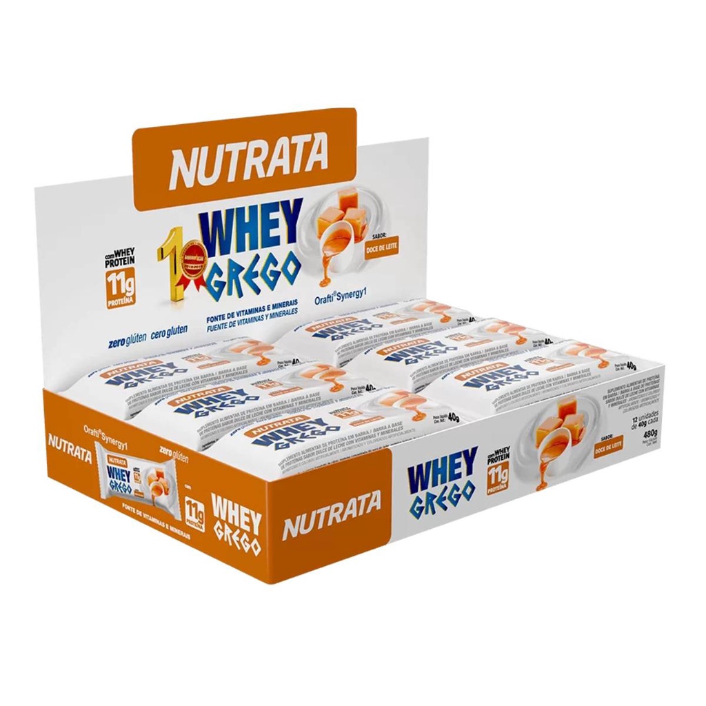 Nutrata Whey Grego Bar Doce De Leite 40g Dp 12 Un