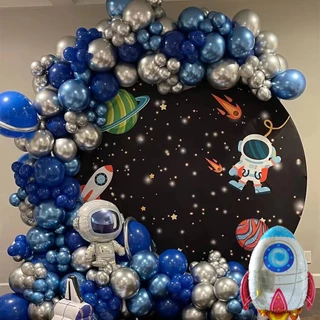 146pcs/Set Espaço Exterior Decorações Festa De Aniversário Balão Garland Kit Astronauta Bolas De Folha De Foguete Kids Party Baby Shower Decors
